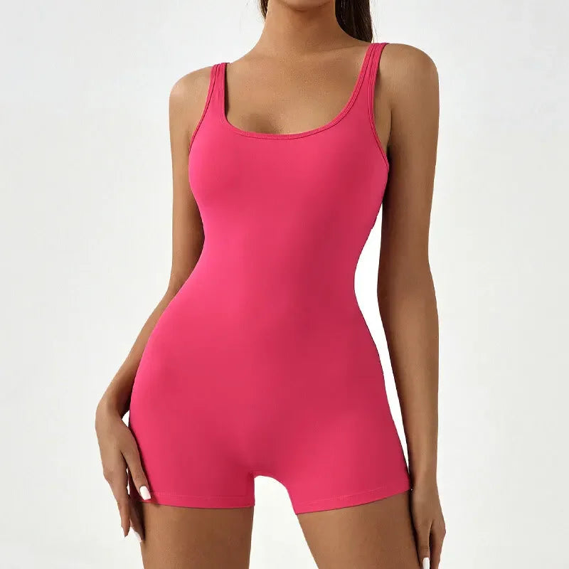 Fitness Overalls Sportswear Woman Gym Set Scrunch Booty Athletic Jumpsuit Yoga Clothes Workout Shorts Suits Sport Outfit