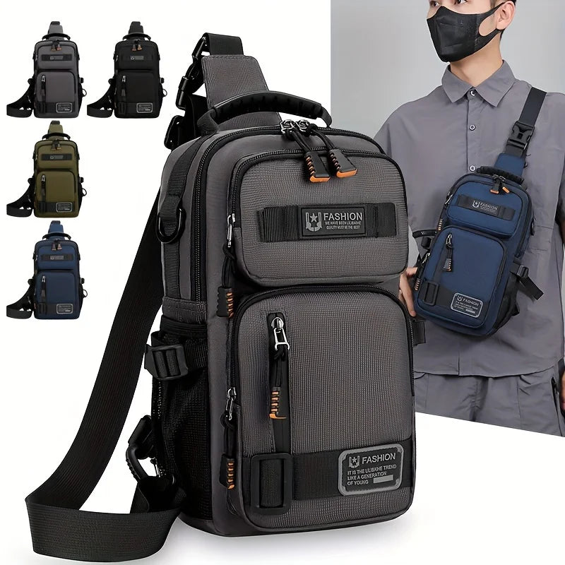 Men's Chest Bag Multifunctional Molle Waist Pack Travel Lightweight Handbag Outdoor Hiking Cycling Crossbody Bag Large Rig Pouch