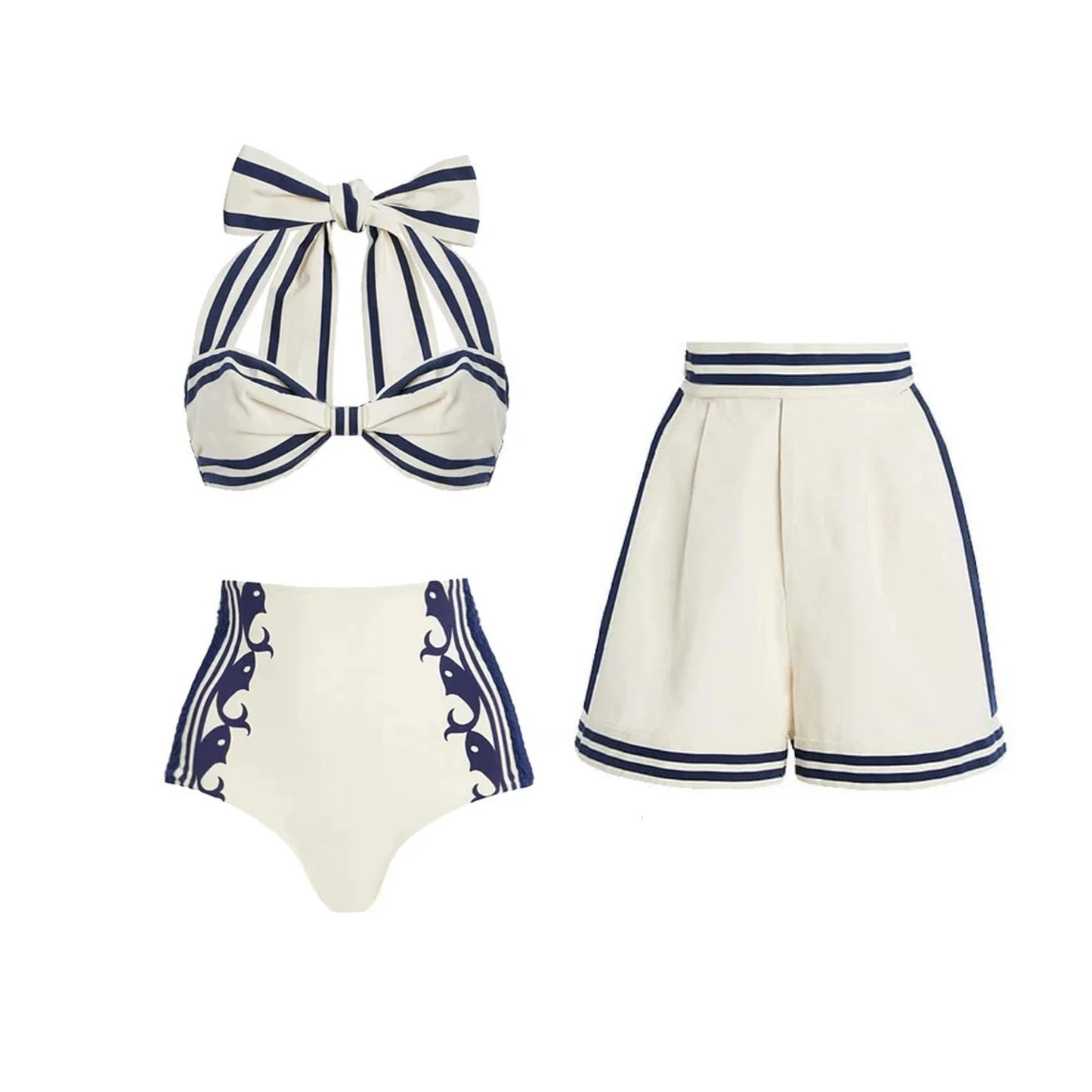 2Pcs Swimsuit with Long Skirt Sexy Women Bikini Beachwear