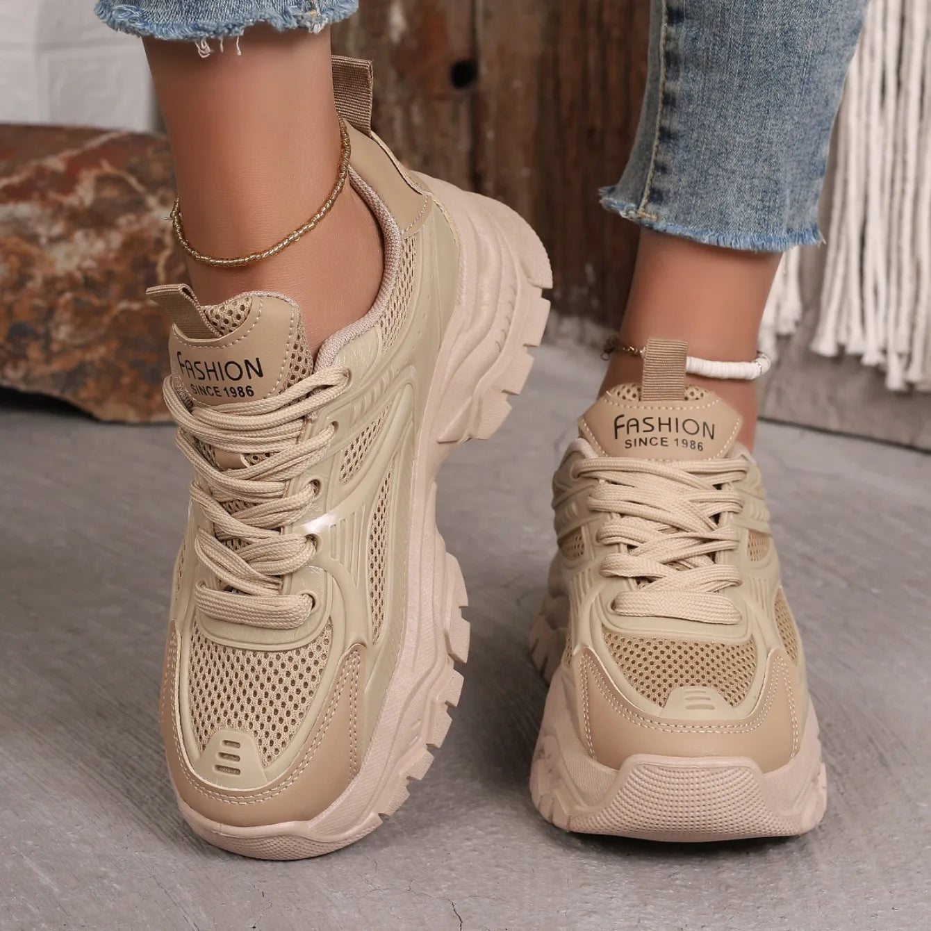 Women Sneakers New Fashion Platform Sport Shoes Women New Summer Casual Chunky Sneakers Women Breathable Mesh Platform Shoes