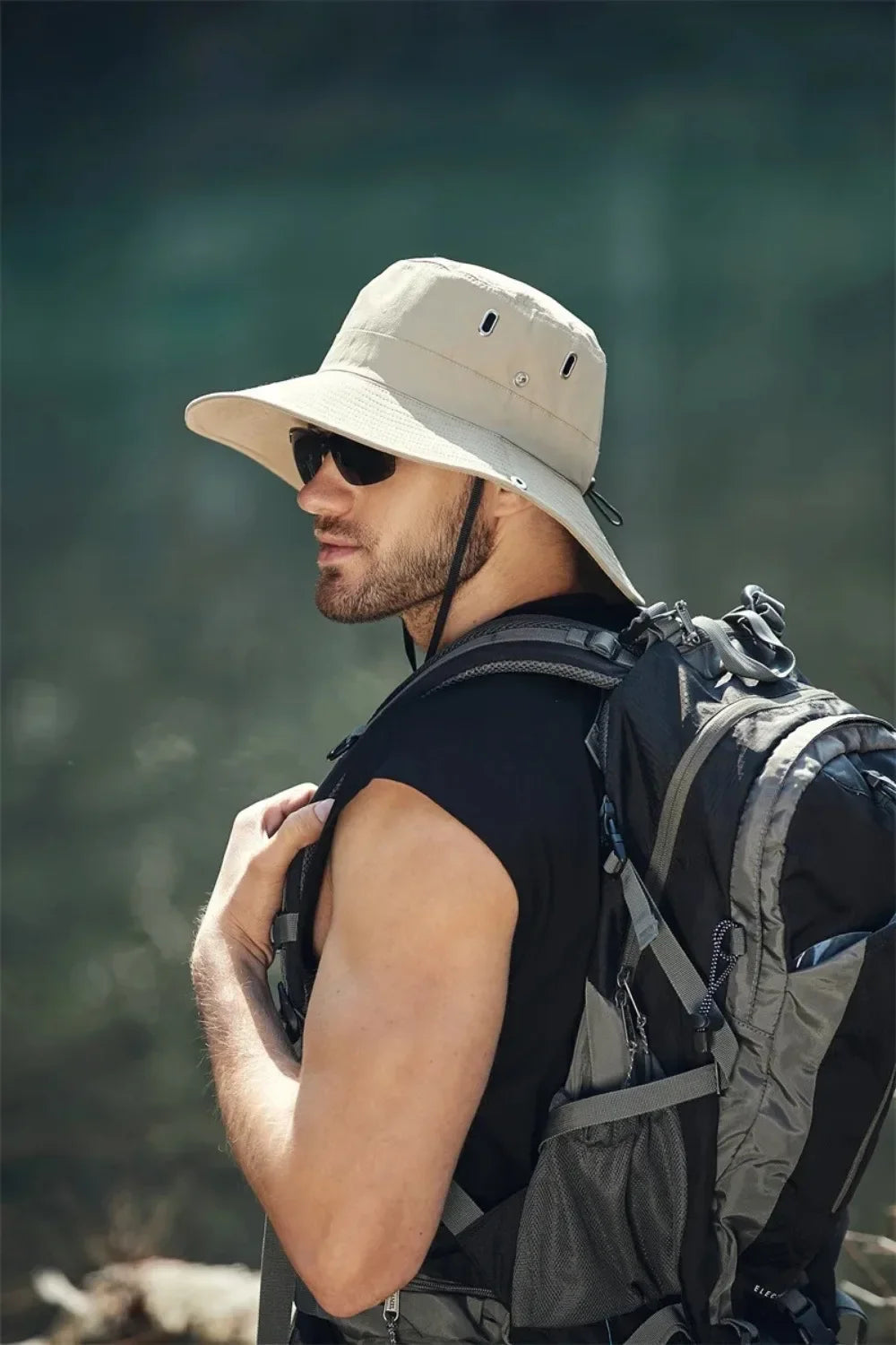 new Men's Wide Brim Sun Hat - Waterproof UV Protection Safari Bucket Hat for Fishing Hiking Climbing Summer Outdoor Oversized