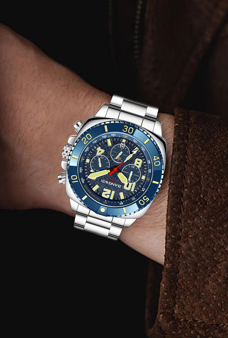 BANGWEI 2025 Luxury Watches Men Fashion Sports Quartz Wristwatches 30M Waterproof Luminous Chronograph Mens Watch Reloj Hombre