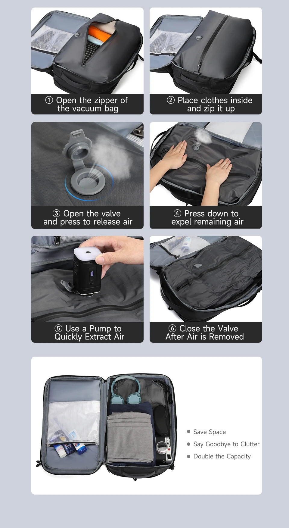 Tigernu Vacuum Compression Backpacks Men Travel Backpack Expandable USB Bag Large Capacity 17 Laptop Bags For Schoo Cabin Bags