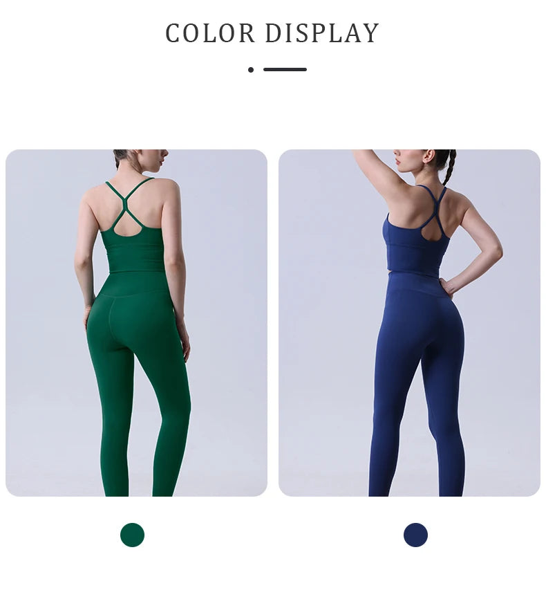 2 Piece Yoga Clothes Women's Tracksuit Athletic Wear Pilates Fitness Suit Gym Workout Push Up Clothes Sports Bra Leggings Suit