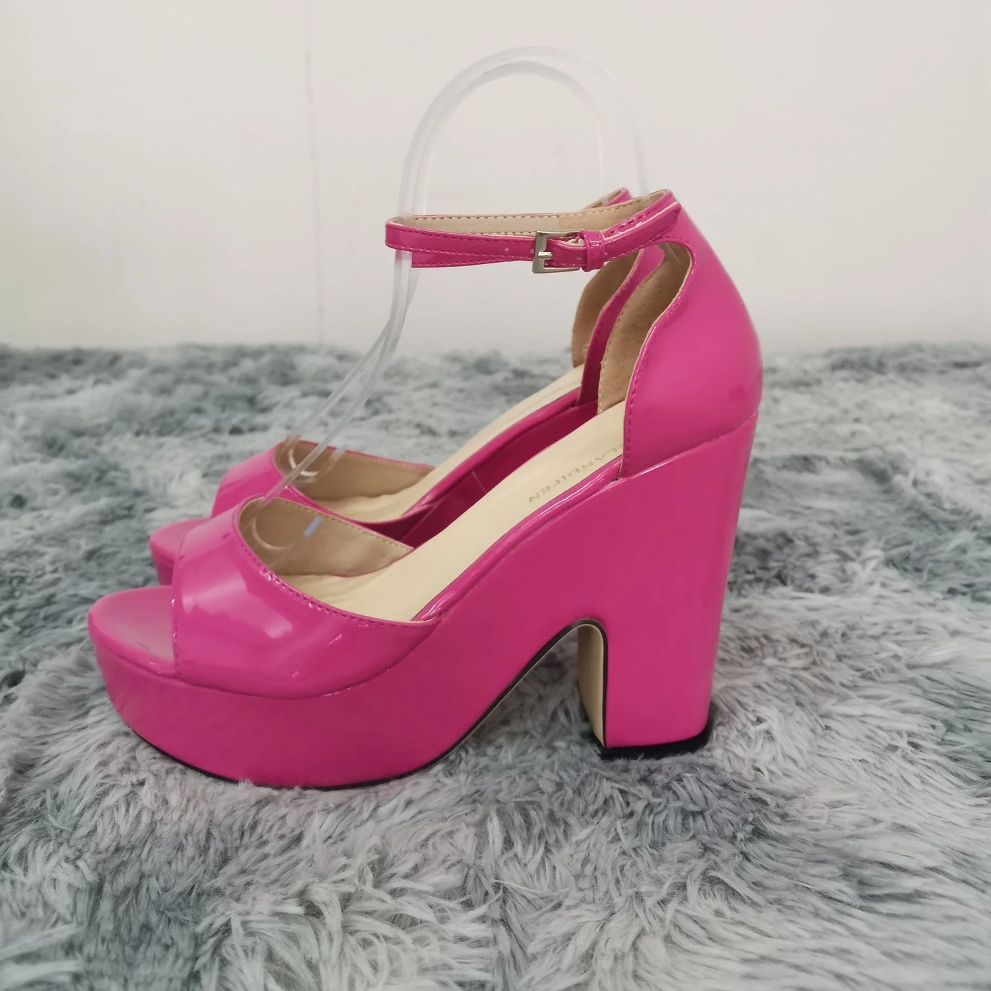 LOSLANDIFEN Women Sandals Summer Colourful Sexy Peep Toe Buckle Strap Sandal Platform Thick High Heels Party Red Wedding Shoes
