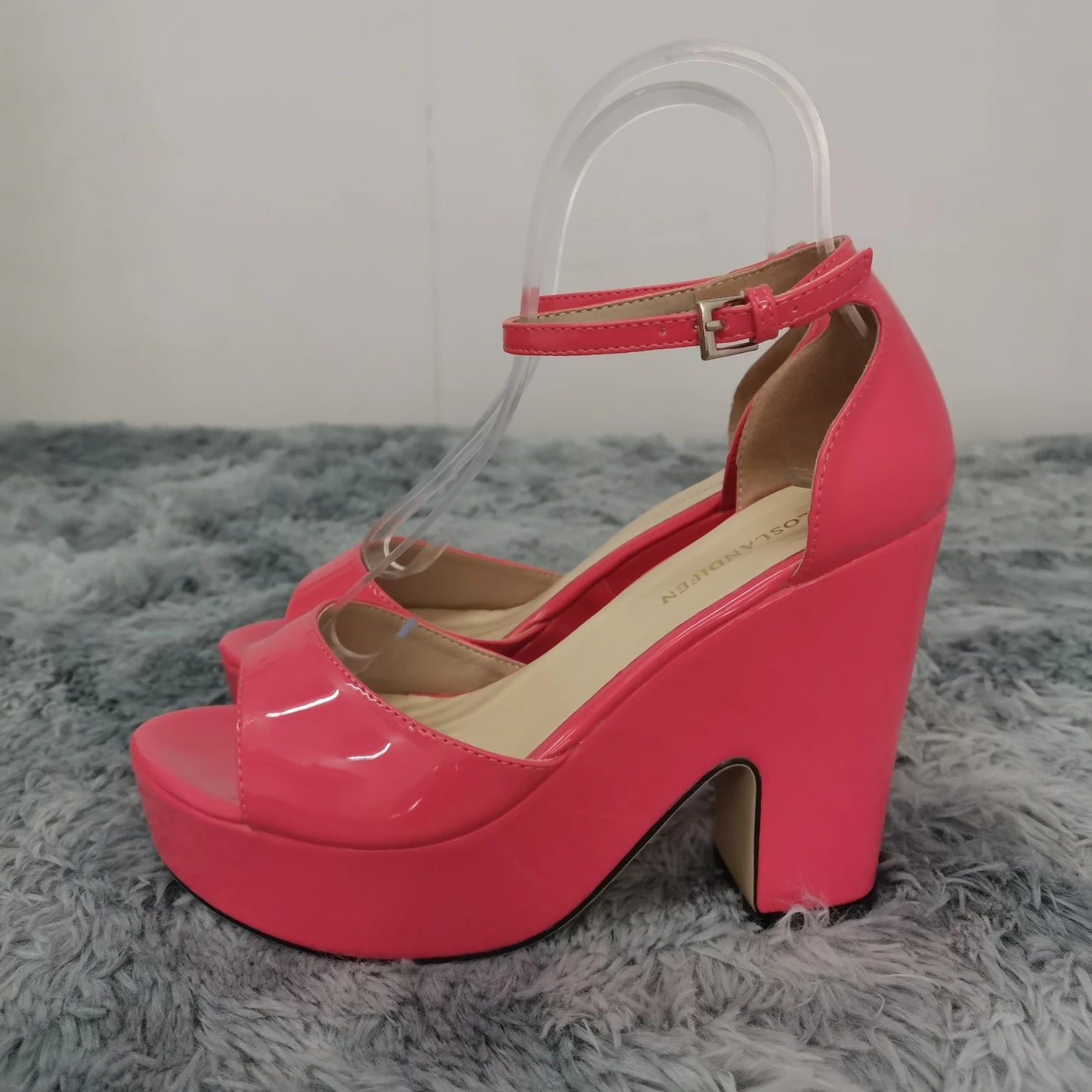 LOSLANDIFEN Women Sandals Summer Colourful Sexy Peep Toe Buckle Strap Sandal Platform Thick High Heels Party Red Wedding Shoes