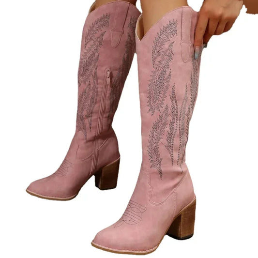 Women Thick Cowboy Heel Boots