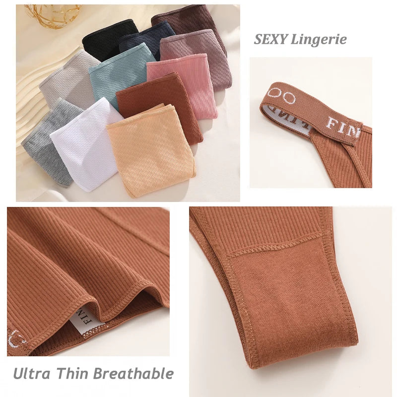 New 3Pcs/Set Cotton Brazilian Panties For Women Sexy Low-Waist Bikini Underwear Sets Solid Color Breathable Intimates Lingerie