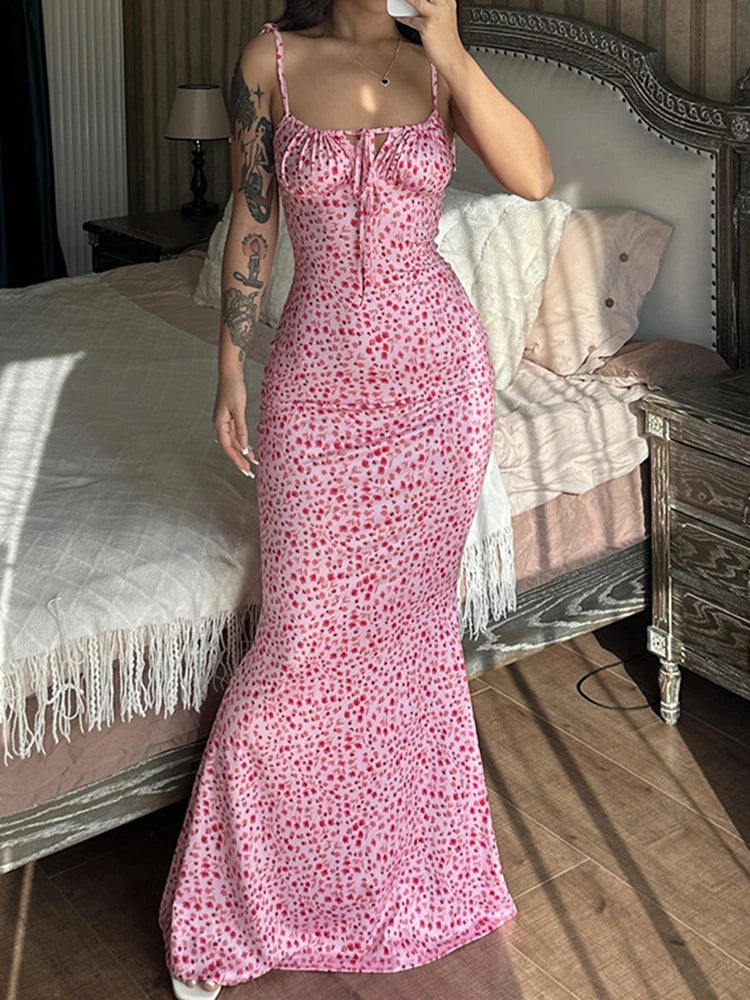 Women Elegant Floral Beach Vacation Long Summer Dress