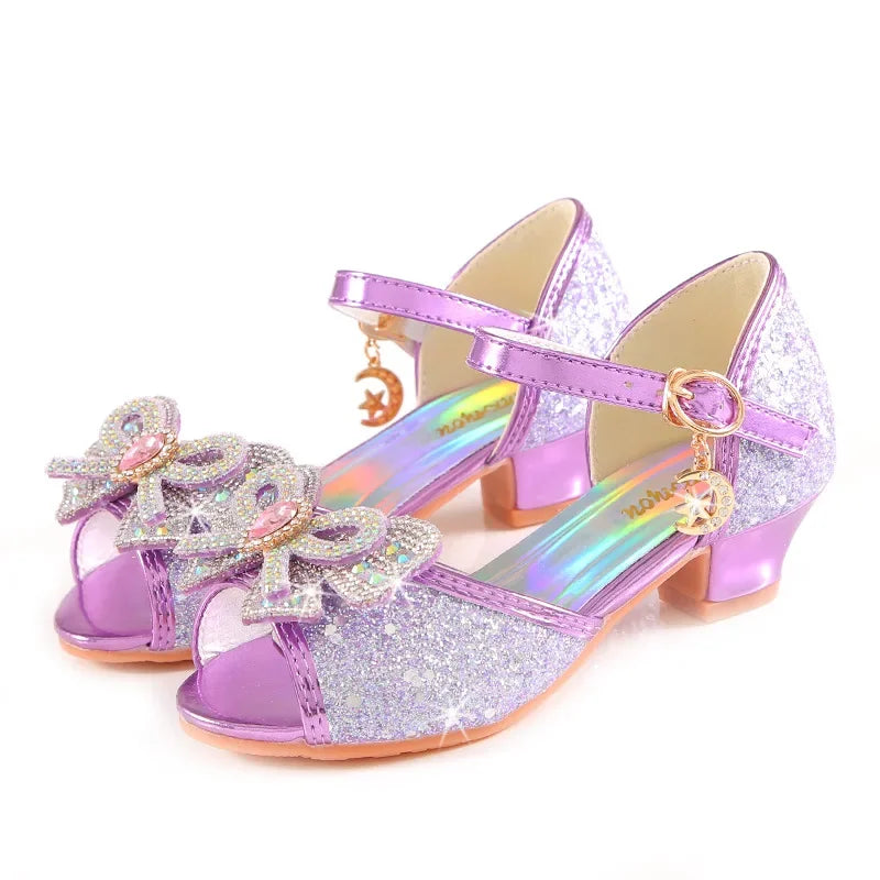 Summer Girls Sandals with Heel Princess Dancing Shoes