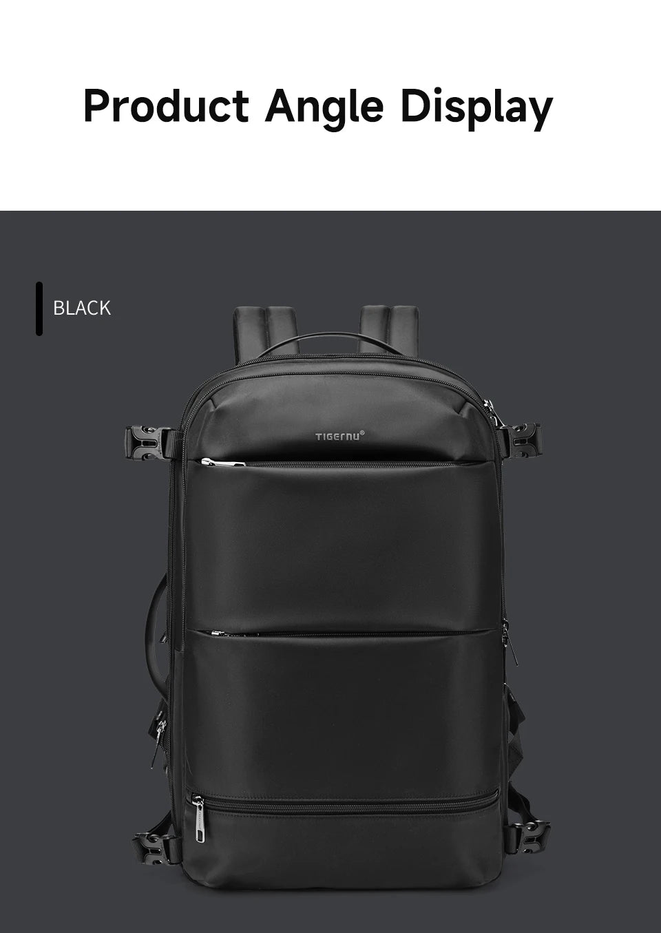 Tigernu Vacuum Compression Backpacks Men Travel Backpack Expandable USB Bag Large Capacity 17 Laptop Bags For Schoo Cabin Bags