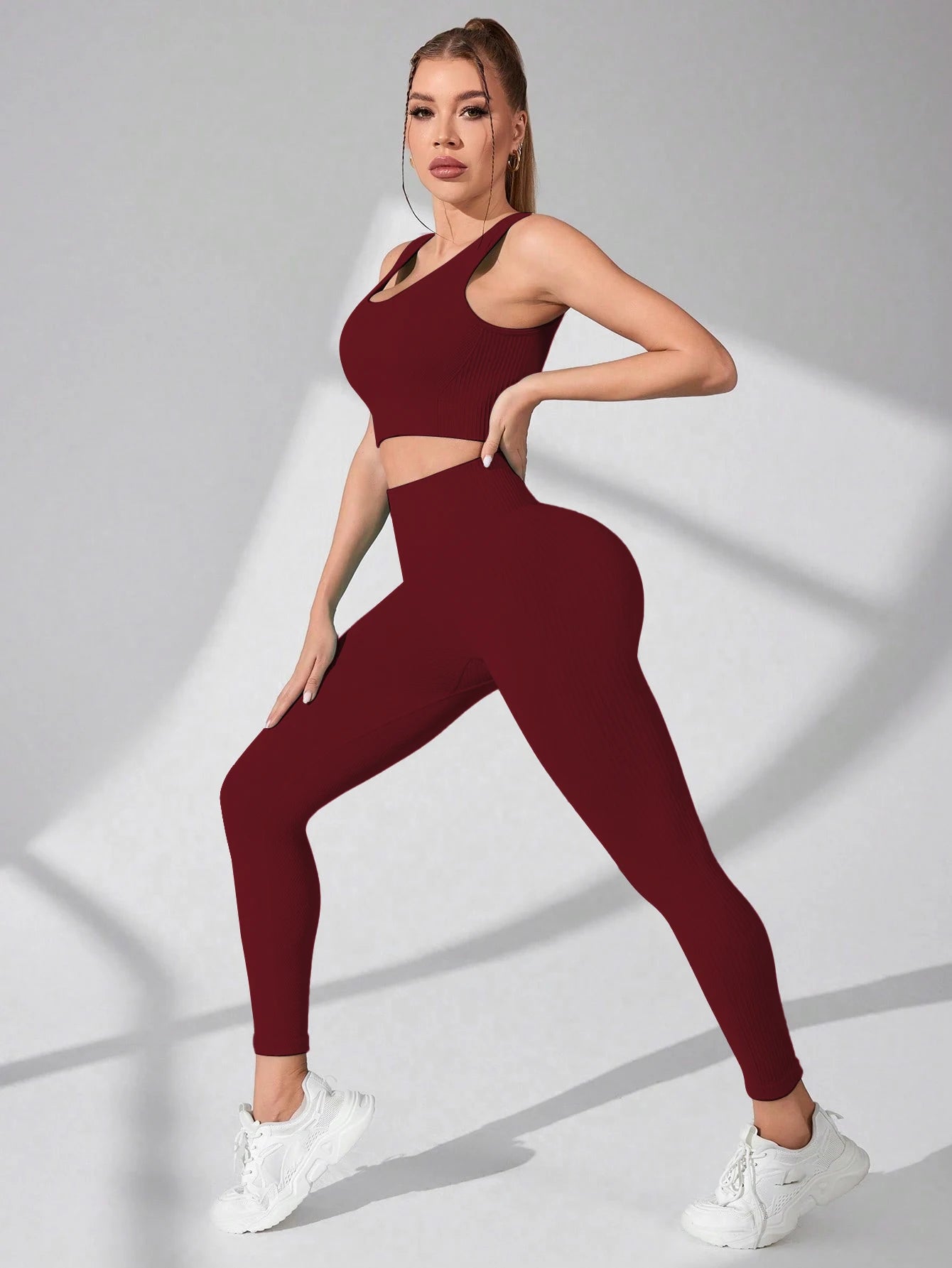 Women’s Workout Sets 2 Piece - Seamless Yoga Leggings and Cross-Strap Sports Bra Gym Outfits Activewear Matching Set