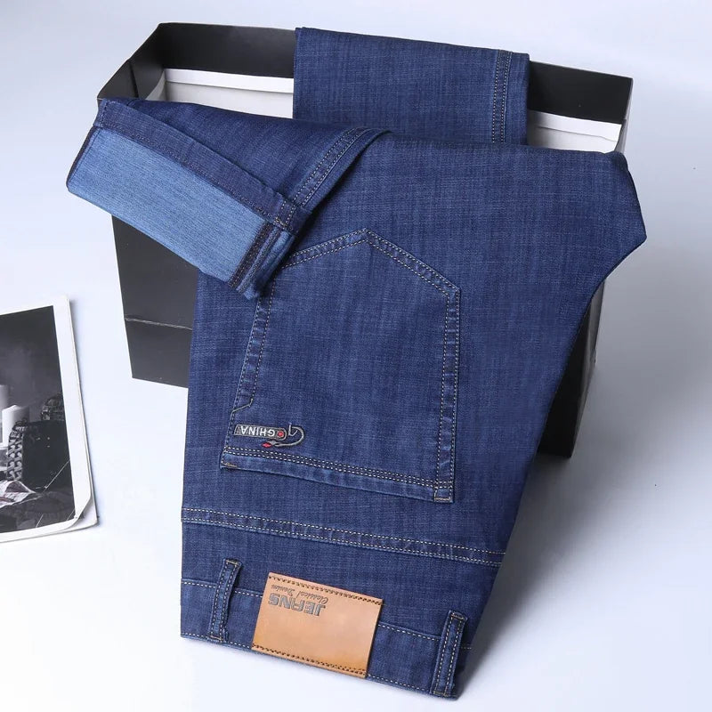Ice Silk Thin Denim Jeans For Men Spring Summer