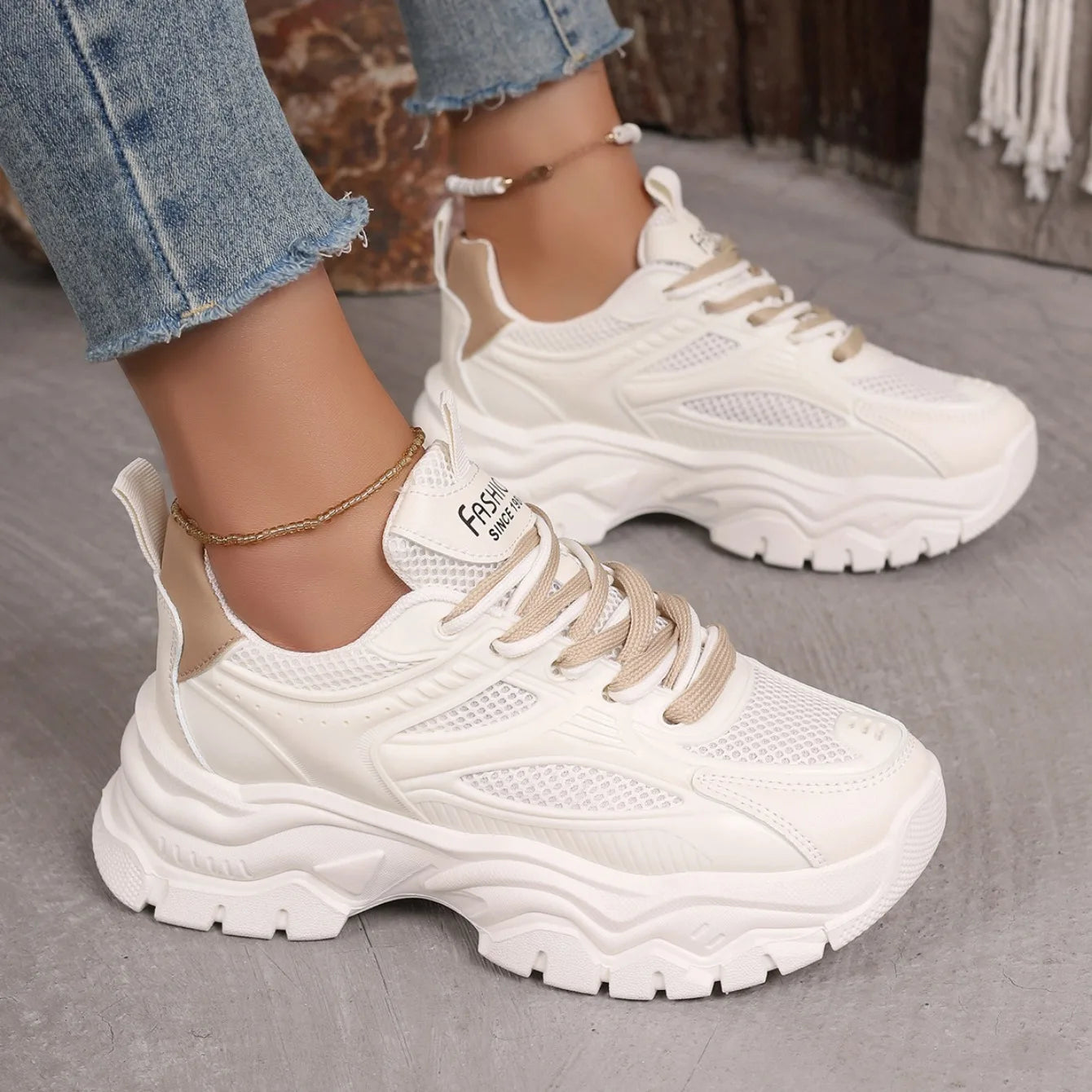 Women Sneakers New Fashion Platform Sport Shoes Women New Summer Casual Chunky Sneakers Women Breathable Mesh Platform Shoes