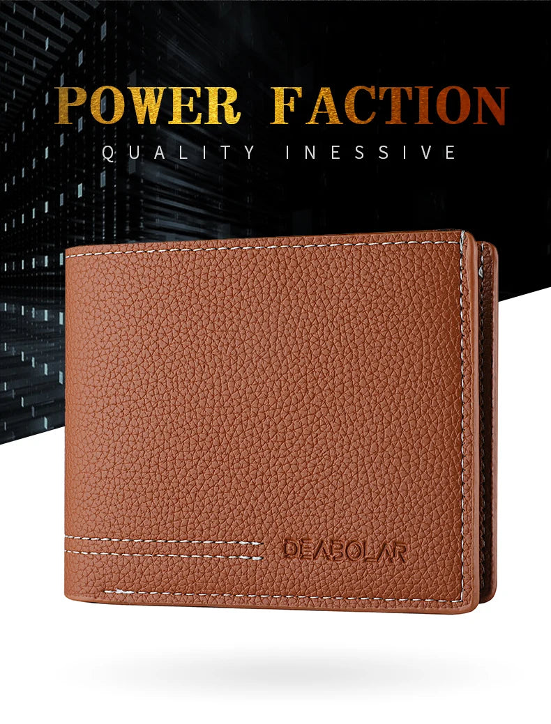 Men's Wallet Men's Youth Luxury Short Leather Card Holder Slim Minimalist Double Fold Men's Wallet