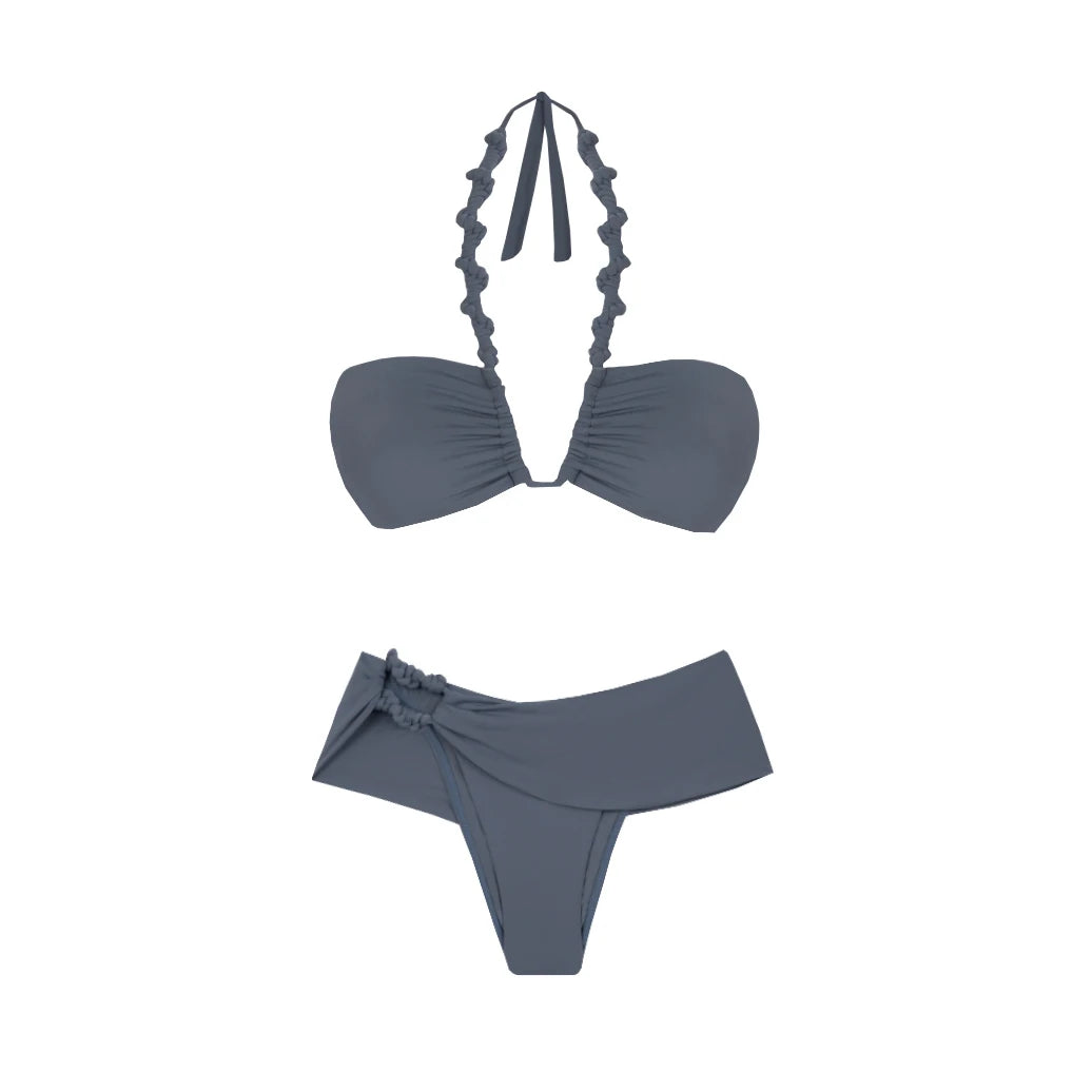2Pcs Swimsuit with Long Skirt Sexy Women Bikini Beachwear