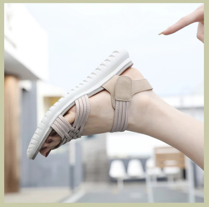 2025 Summer New Sandals For Women Light Sports Style Comfortable Rubber Large Size Woven Shoes Versatile Breathable Casual