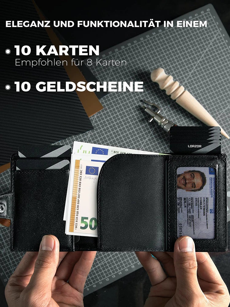 YATBEST Men's Leather Wallet With Coin Pocket AirTag Positioning Card Clip RFID Anti Magnetic Anti-Theft Card Swiping Bag