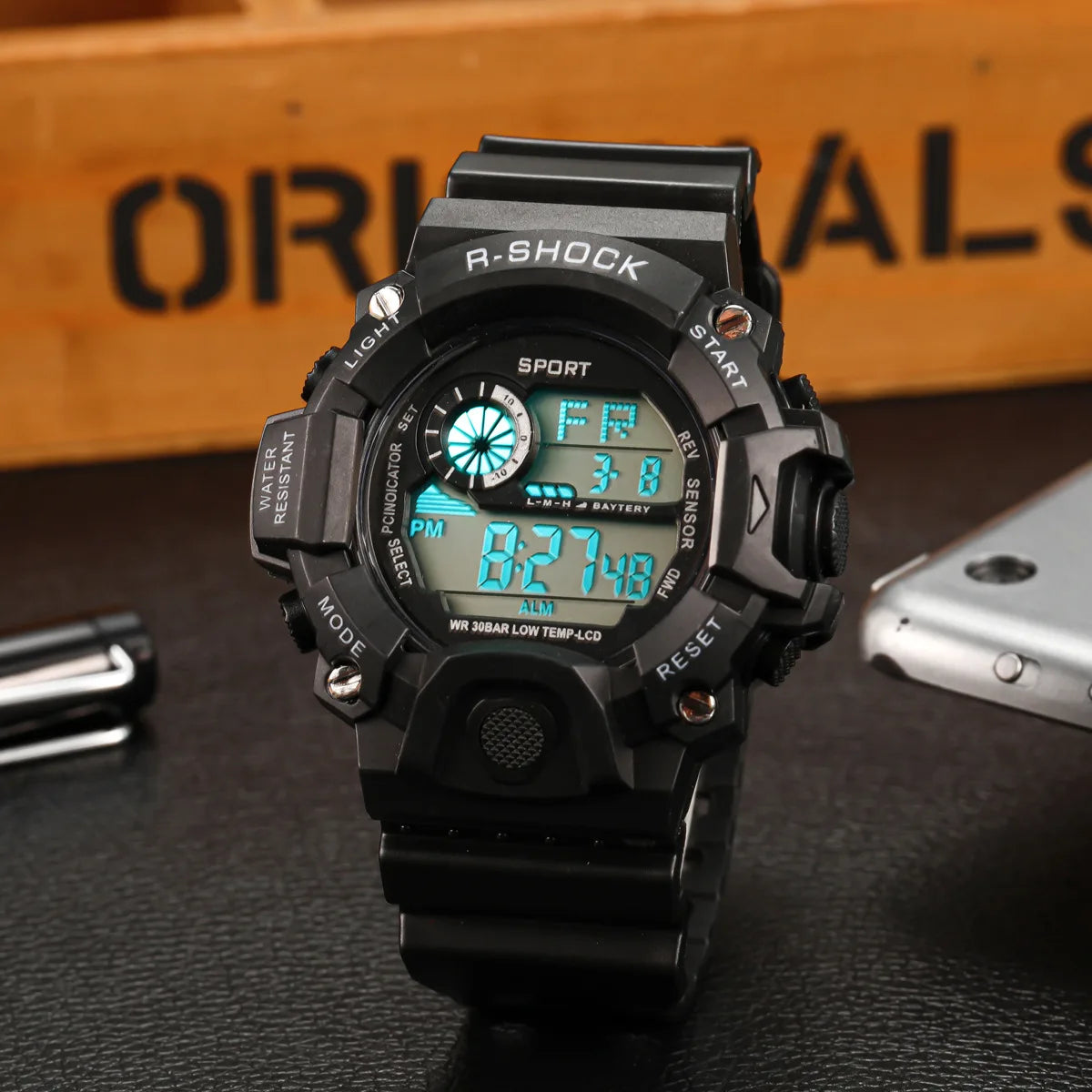 YIKAZE Y73 Men's Watch Digital Sports Electronic Wristwatch Multifunctional Waterproof Luminous Alarm Male's Sports Watch Clock