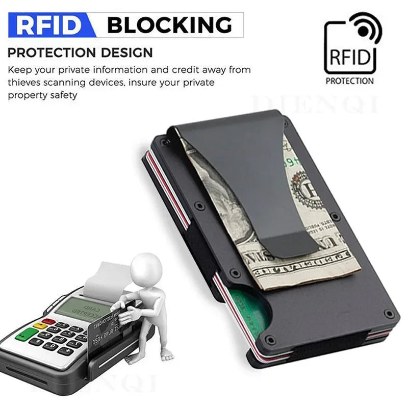Front Pocket RFID Blocking Minimalist Wallet for Men - 2025 Slim Mini Fashion Wallet - Metal Wallet with Money Clip for Unisex