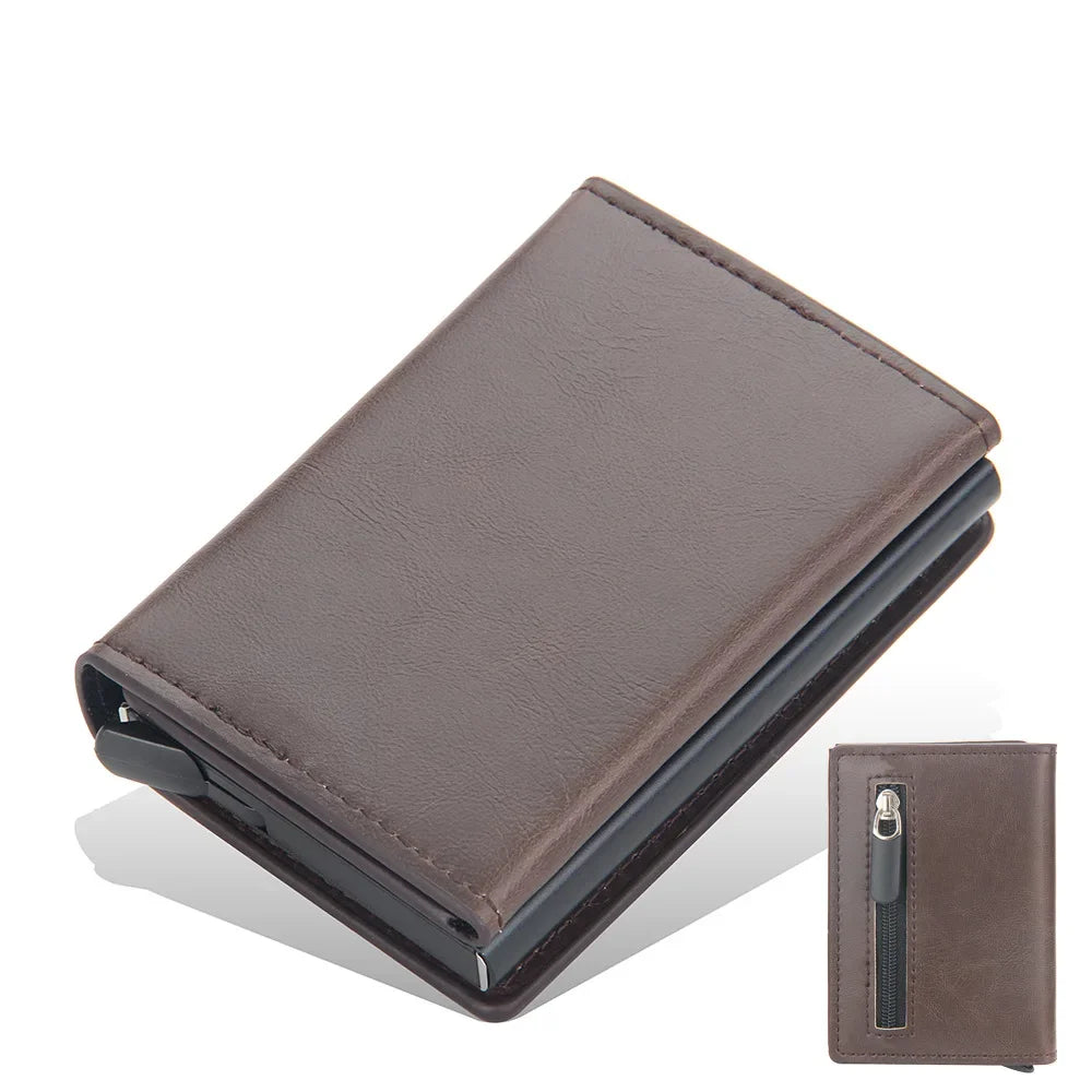 2024 Magnet Anti Rfid Blocking ID Credit Card Holder Case for Men Leather ID Bank Wallets with Magnetic Buckle Closer Cardholder