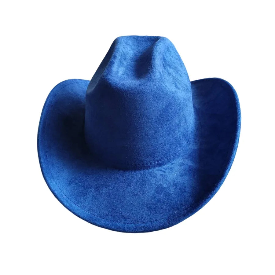 Cow Head Belt Suede Leather 7.5CM Western Cowboy Fedora Hat Women's Men's Church Jazz Hat Fashion Travel Party Hat Denim Hat
