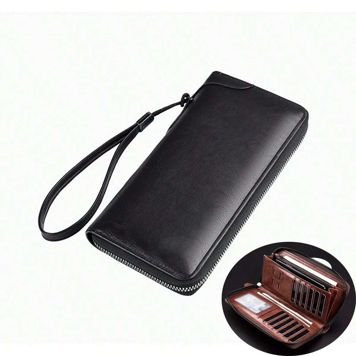 Men's Long Zipper Wallet High Quality Pu Leather Wallet For Men RFID Blocking Business Clutch Bag Credit Card Holder Purse Man