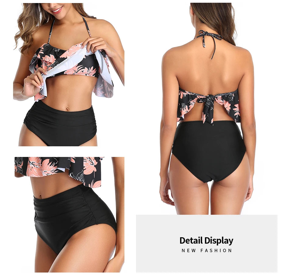 Swimwear High-Waist Split Two-Piece Beachwear Plus Size XXL