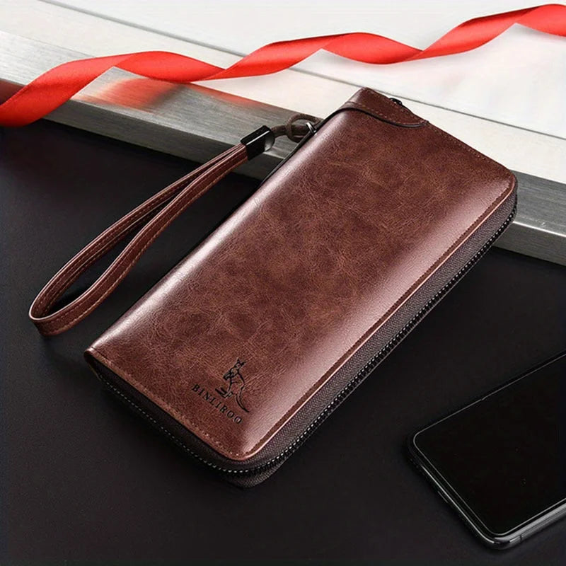 Men's Long Zipper Wallet High Quality Pu Leather Wallet For Men RFID Blocking Business Clutch Bag Credit Card Holder Purse Man