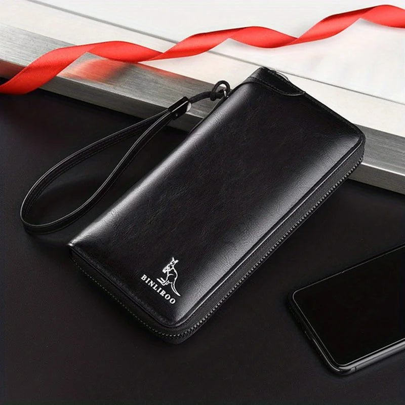 Men's Long Zipper Wallet High Quality Pu Leather Wallet For Men RFID Blocking Business Clutch Bag Credit Card Holder Purse Man