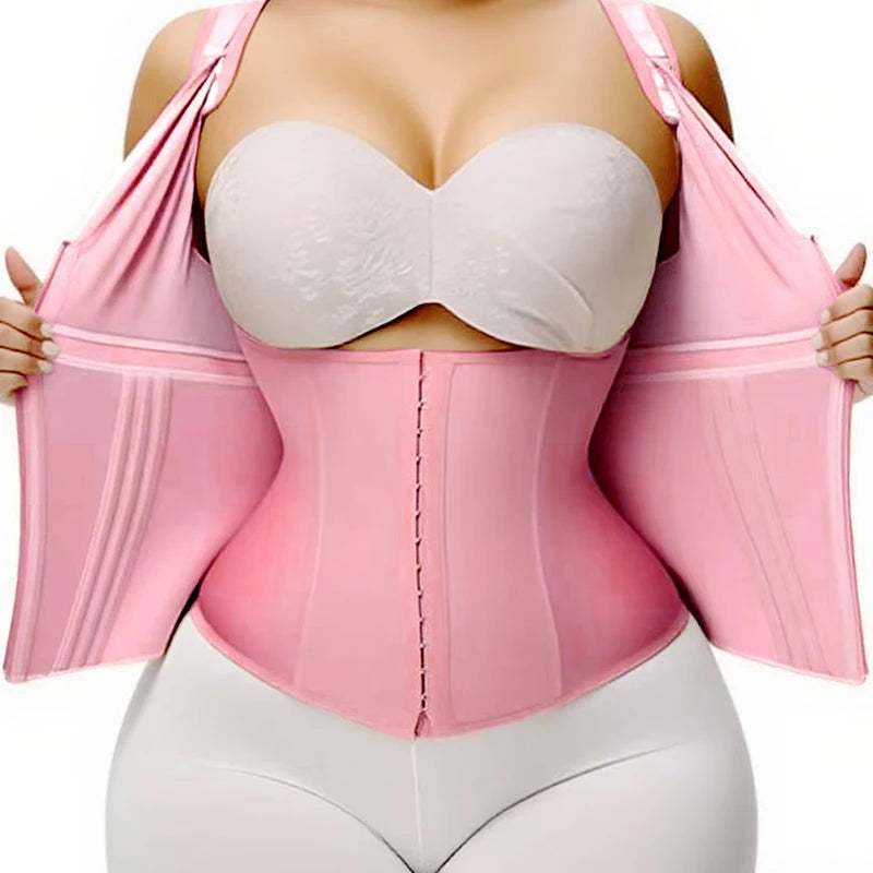 AfruliA XXXS Fajas Colombian Girdles High Compression Vest Waist Trainer Corset with Zipper Hook Flat Belly Slimming Body Shaper