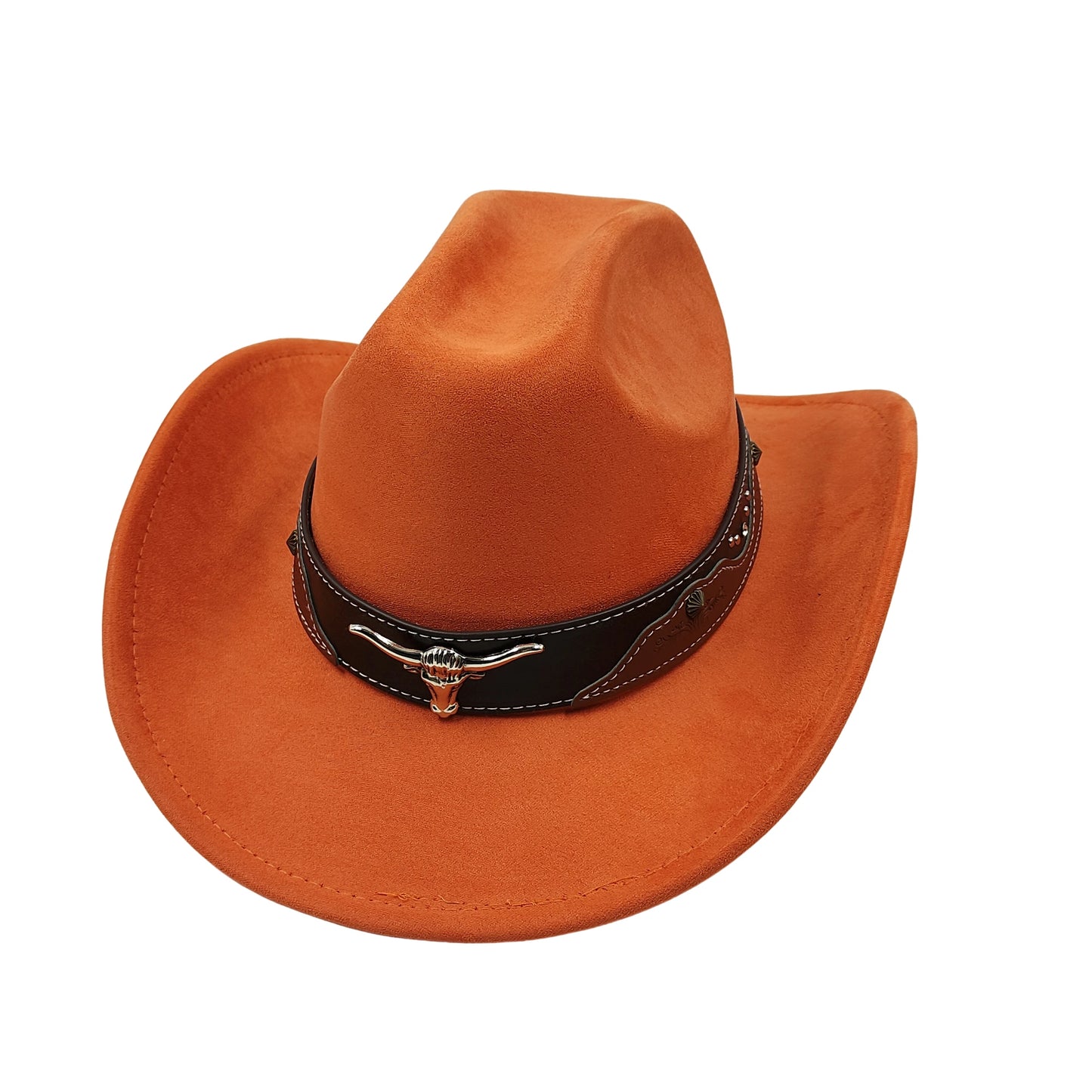 Cow Head Belt Suede Leather 7.5CM Western Cowboy Fedora Hat Women's Men's Church Jazz Hat Fashion Travel Party Hat Denim Hat
