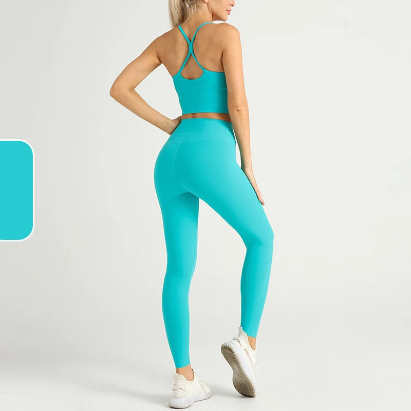 2 Piece Yoga Clothes Women's Tracksuit Athletic Wear Pilates Fitness Suit Gym Workout Push Up Clothes Sports Bra Leggings Suit