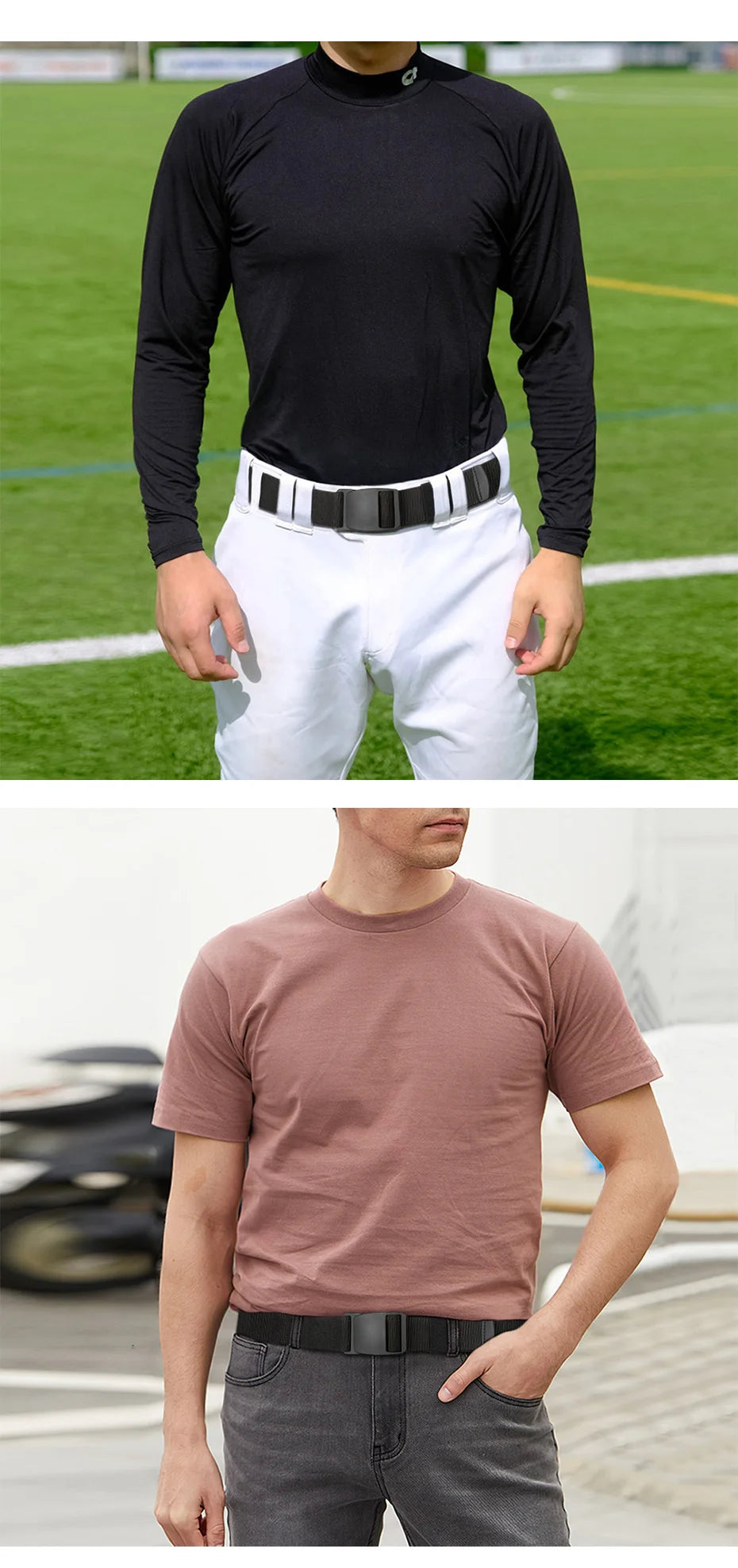Maikun Large Size Fabric Men's Belt Work No Hole Nylon Webbing Plastic Buckle Belt Military Nylon Blend Web Belt