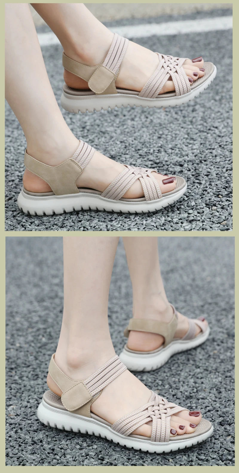 2025 Summer New Sandals For Women Light Sports Style Comfortable Rubber Large Size Woven Shoes Versatile Breathable Casual