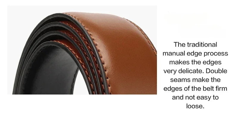 Real Genuine Leather Rotating Alloy Pin Buckle Belt for Men Unisex High Quality Cowskin Leather Cowboy Jeans Double-sided Belts