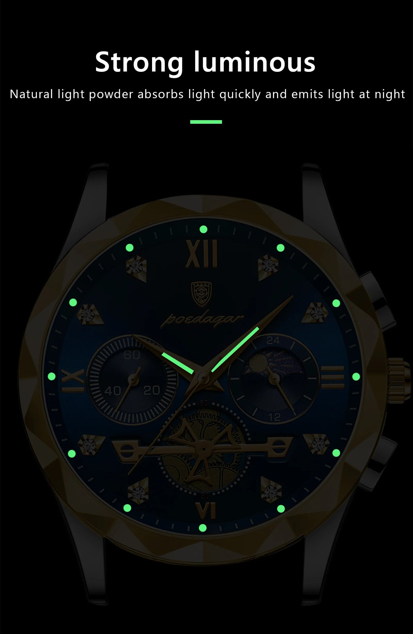 POEDAGAR Luxury Man Wristwatch Chronograph Waterproof Luminous Men Watch Stainless Steel High Quality Sport Men's Quartz Watches