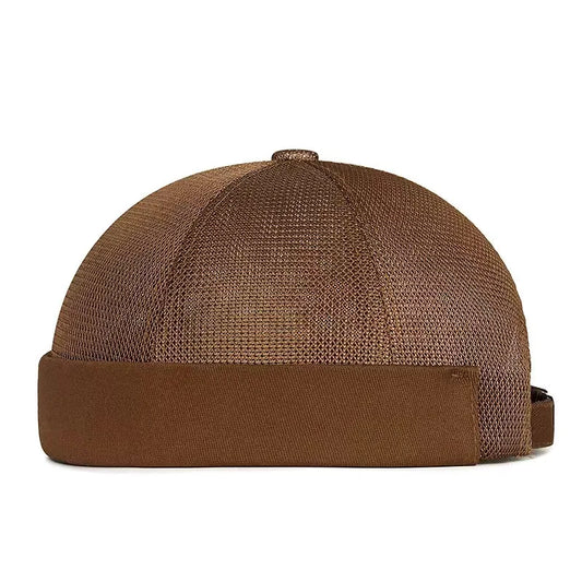 Unisex Mesh Brimless Skullcap Hip Hop Sailor Summer Cap with Rolled Cuff Breathable Beanie Hat for Men Women