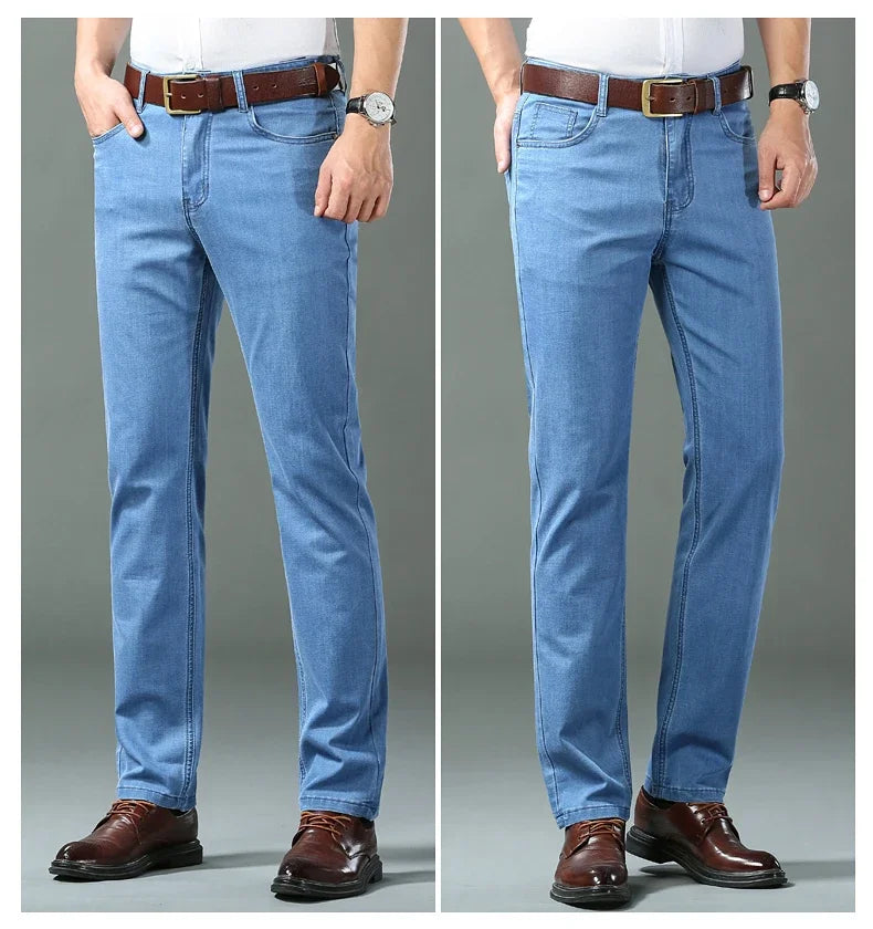 Ice Silk Thin Denim Jeans For Men Spring Summer
