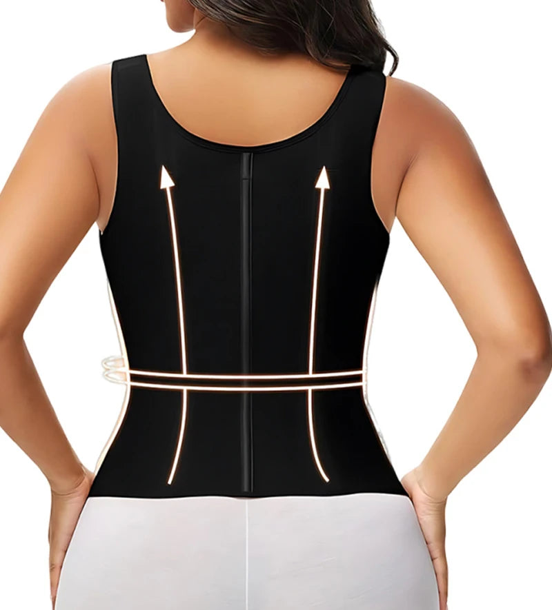 AfruliA XXXS Fajas Colombian Girdles High Compression Vest Waist Trainer Corset with Zipper Hook Flat Belly Slimming Body Shaper
