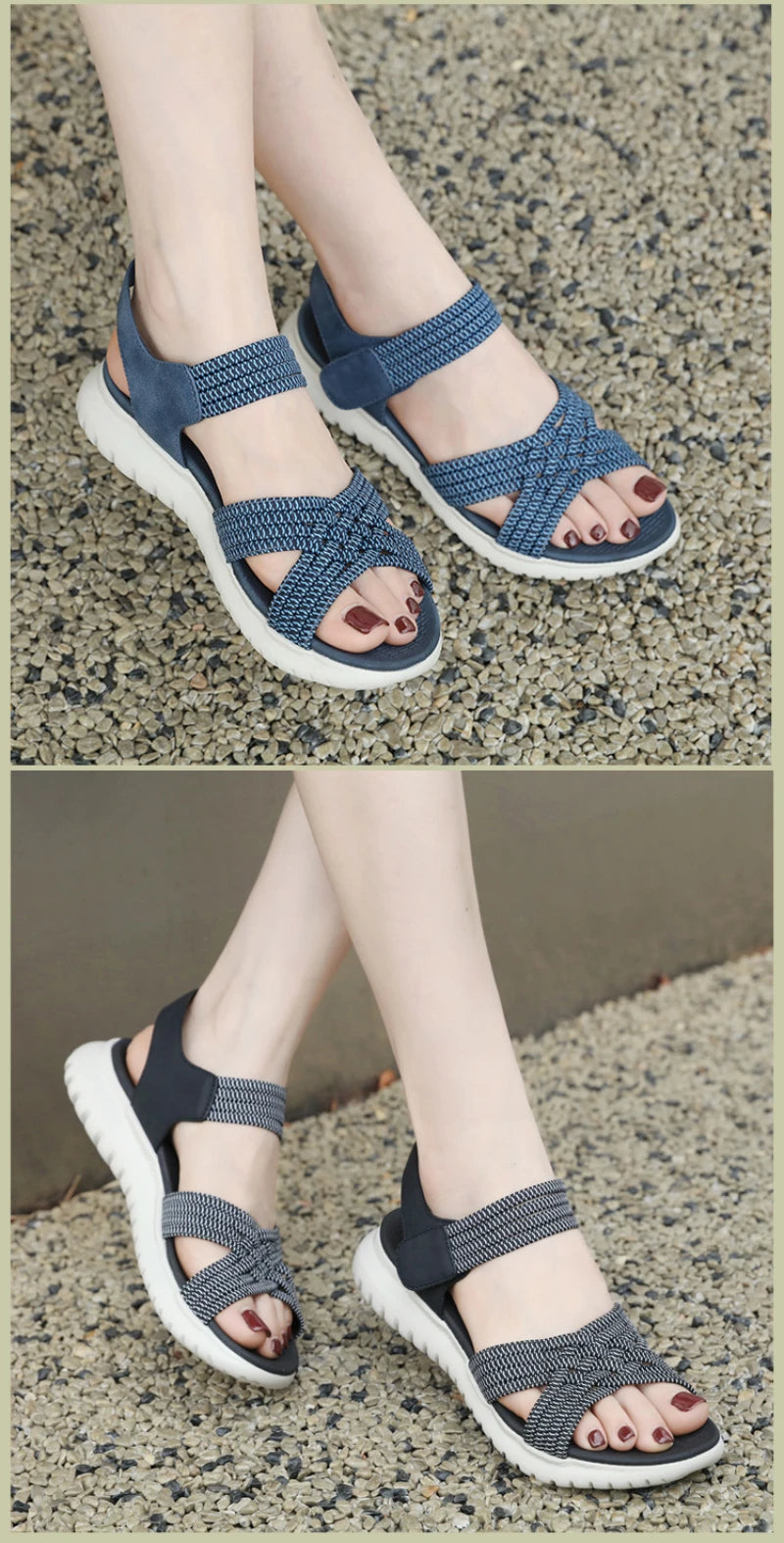 2025 Summer New Sandals For Women Light Sports Style Comfortable Rubber Large Size Woven Shoes Versatile Breathable Casual