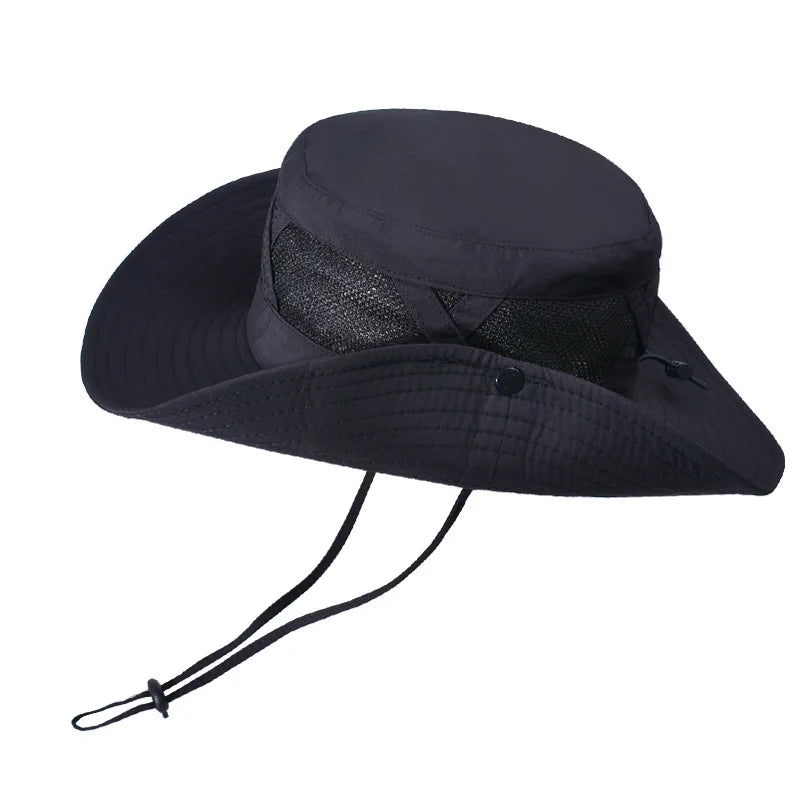 Men's Summer Spring and Autumn Sunscreen Hat Outdoor Mountaineering Fishing Hat Large Eaves Breathable Sunshade