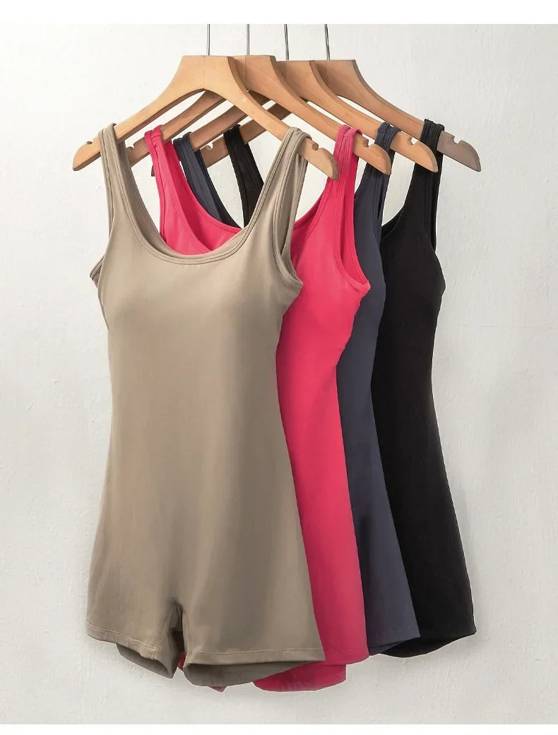 Fitness Overalls Sportswear Woman Gym Set Scrunch Booty Athletic Jumpsuit Yoga Clothes Workout Shorts Suits Sport Outfit