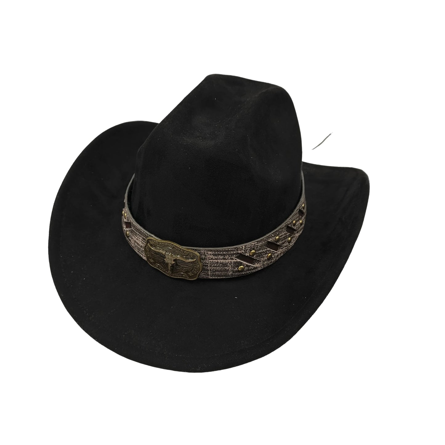 Cow Head Belt Suede Leather 7.5CM Western Cowboy Fedora Hat Women's Men's Church Jazz Hat Fashion Travel Party Hat Denim Hat
