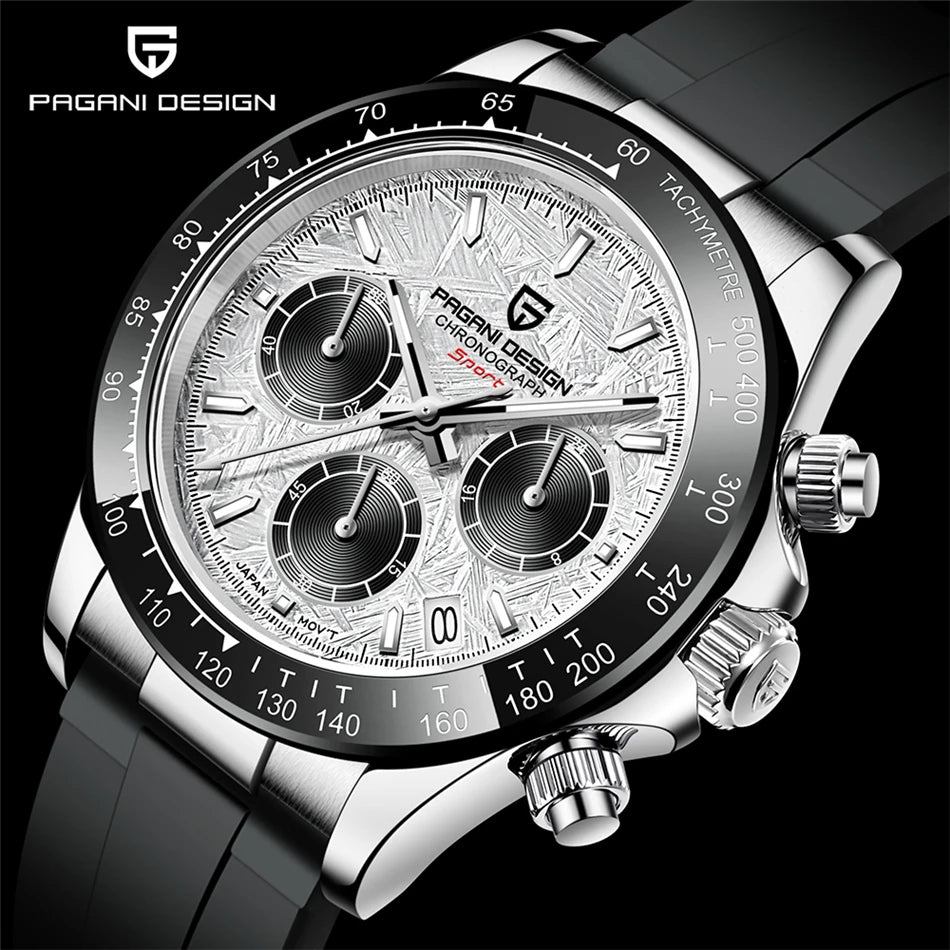 PAGANI DESIGN 40MM V2 Men Quartz Watches Sapphire Retro Chronograph Stainless Steel Waterproof Watch Men Relogio Masculino