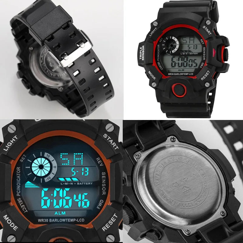 YIKAZE Y73 Men's Watch Digital Sports Electronic Wristwatch Multifunctional Waterproof Luminous Alarm Male's Sports Watch Clock