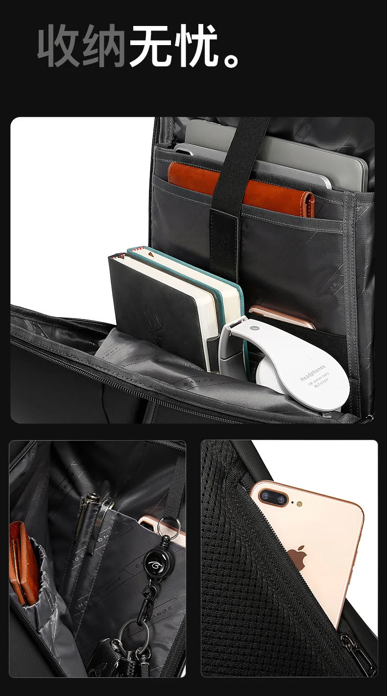 BANGE Business Backpack with External USB Port Anti Splashing Water Travel Backpack