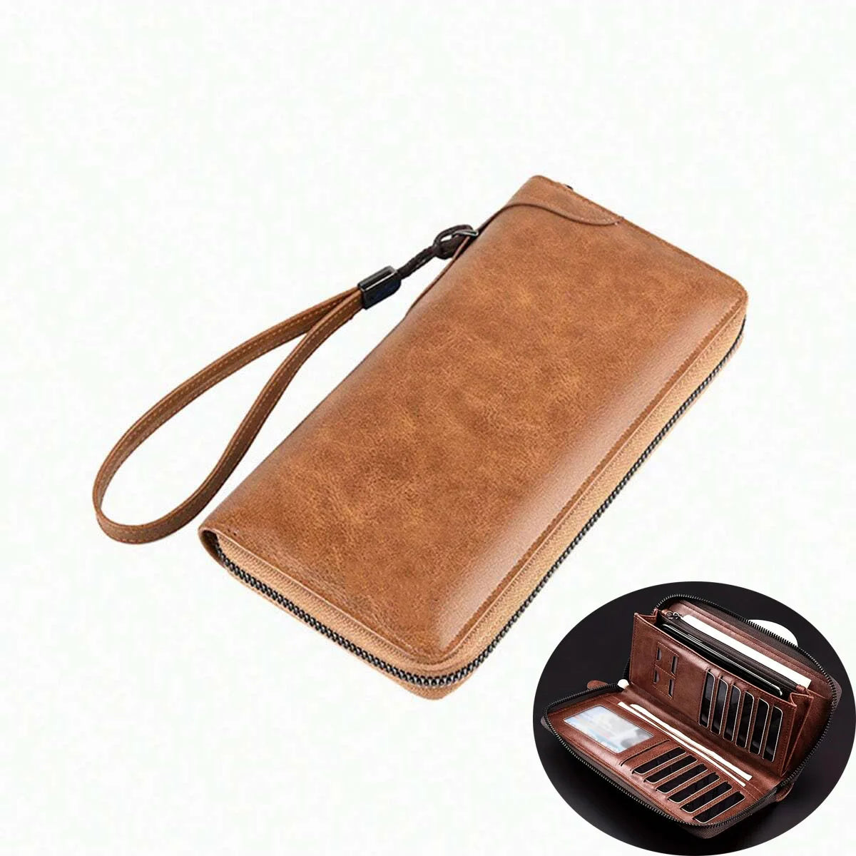 Men's Long Zipper Wallet High Quality Pu Leather Wallet For Men RFID Blocking Business Clutch Bag Credit Card Holder Purse Man
