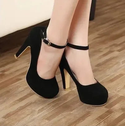 2023 High Heel Wome Shoe Spring New Thick Heel Work Shoes Versatile High Heel Shoes Black Fashion Women Shoe Zapatos Mujer