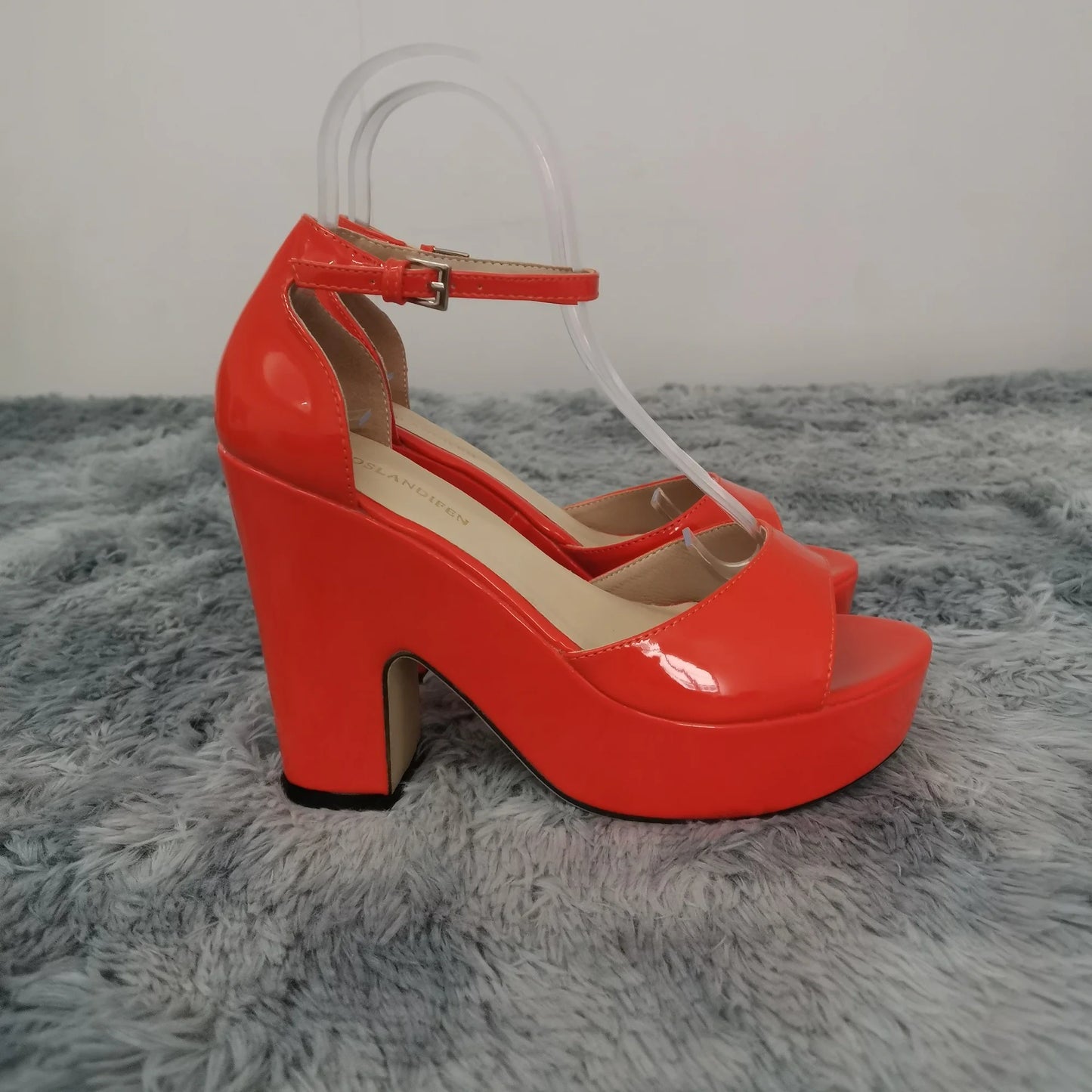 LOSLANDIFEN Women Sandals Summer Colourful Sexy Peep Toe Buckle Strap Sandal Platform Thick High Heels Party Red Wedding Shoes